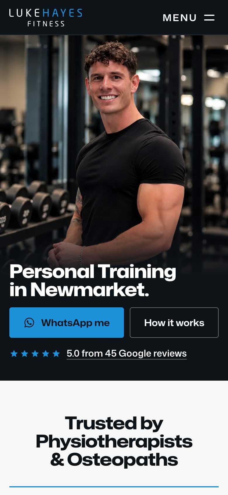 The Luke Hayes Fitness website on a phone