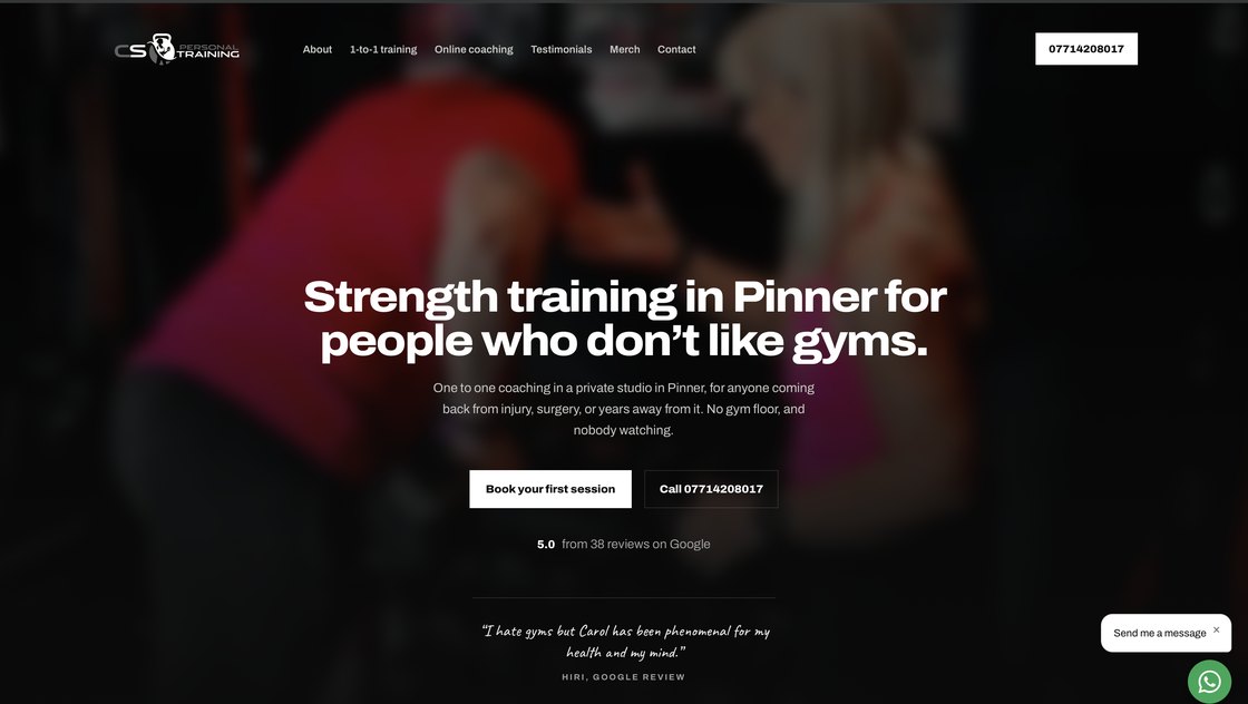 CS Personal Training homepage
