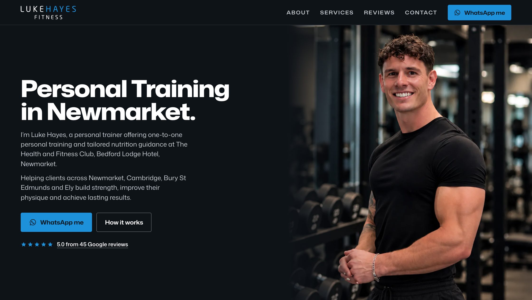 The Luke Hayes Fitness website on desktop